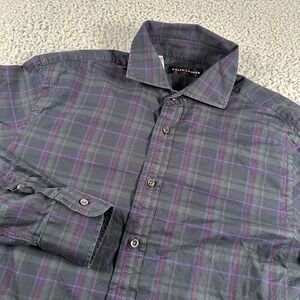 Ralph Lauren Black Label Shirt Men's 15.5 Plaid Long Sleeve Cotton Made In Italy